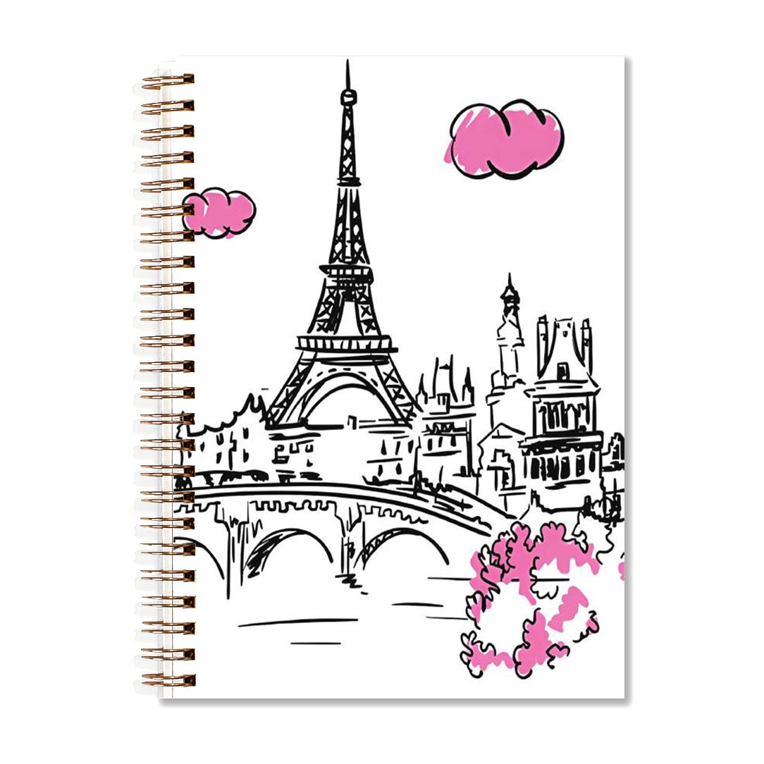 

1pc Paris Cartoon Notebook, 5.5x8.3in, 50 Pages, Love Themed Diary, Office Stationery, School Supplies, Birthday Christmas Gift