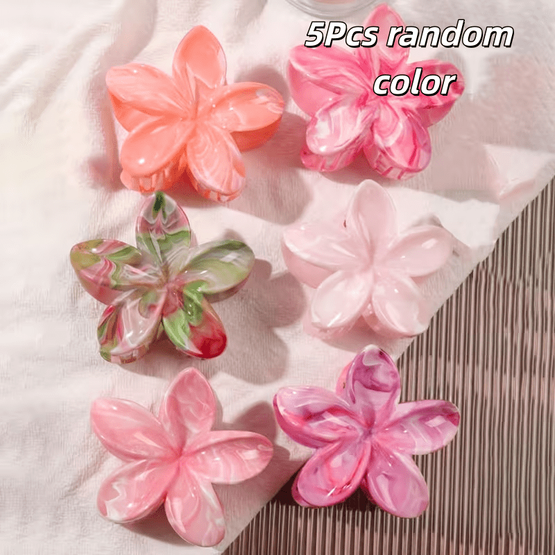 TEMU 5pcs Épingles à Cheveux Bohèmes Rose Pastel Dégradé. Mélange de et d'Élégance. pour les et les Cours Scolaires. Un Choix pour les Accessoires de