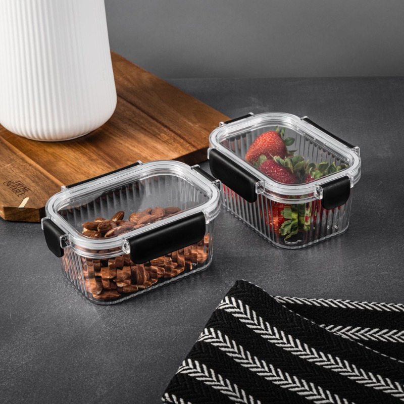 2pcs clear glass food storage containers with black handles airtight microwave safe   cakes   and more stackable design for easy organization cake storage stackable containers   closure cake storage containers Product details 7