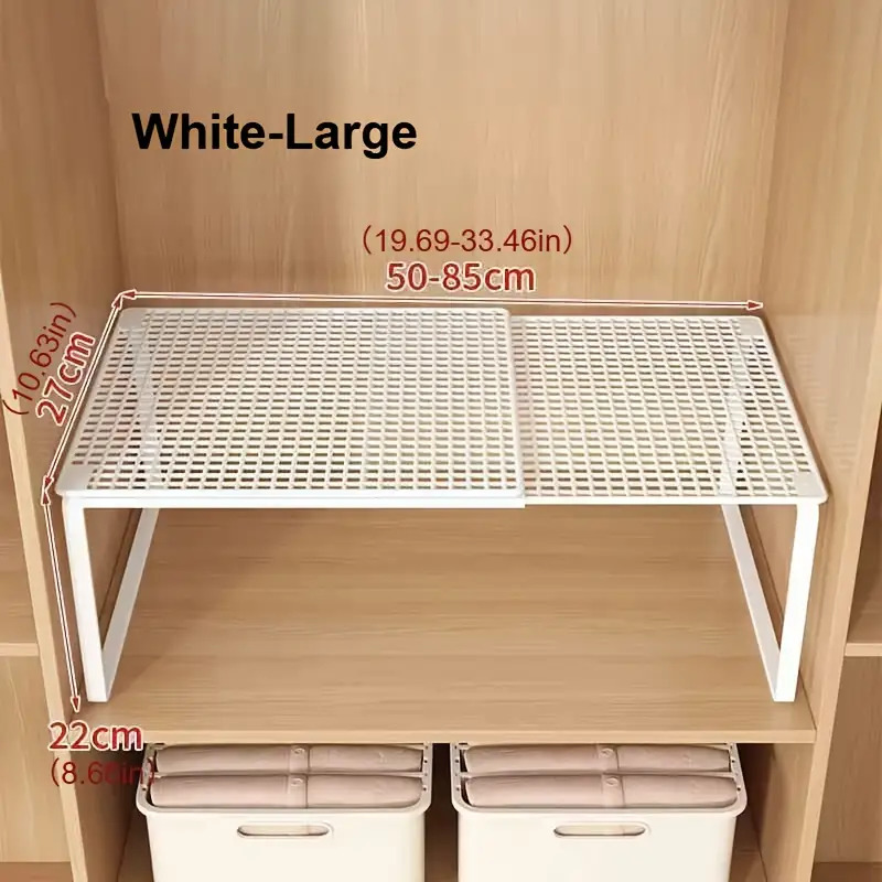 TEMU 1pc Wardrobe Rack, Expandable Closet Organizer - Heavy-duty Metal Wardrobe Rack, Height-adjustable, Space-saving Vertical Storage Shelf For