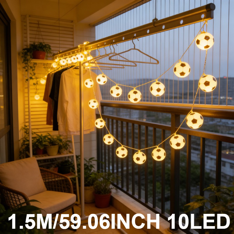 TEMU Voetbal decoratieve lichtslingers, binnendecoratie voor kamers, sfeerlichtslingers met voetbalthema, feestcadeaus met sportthema en decoratieve