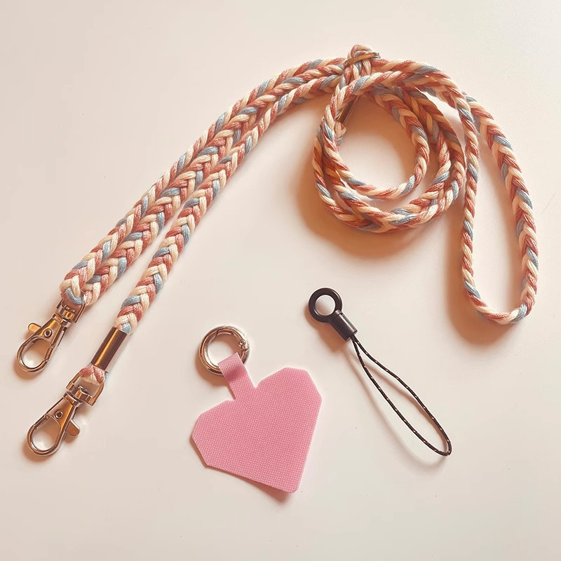 Anti-loss Phone Lanyard Adjustable Double Shoulder Strap Nylon Crossbody Neck Cord Suitable For Iphone 14/15 Pro Max Galaxy Fresh Optional Unisex Lightweight Durable Adjustable