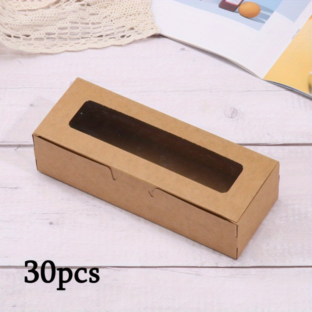 E-shop 30 Stück Faltbare Geschenkboxen mit Klarsichtfenster, Papier Party-Favor-Boxen, Rechteckige Geschenkverpackungsbox, Klappdeckel-Displaybox,