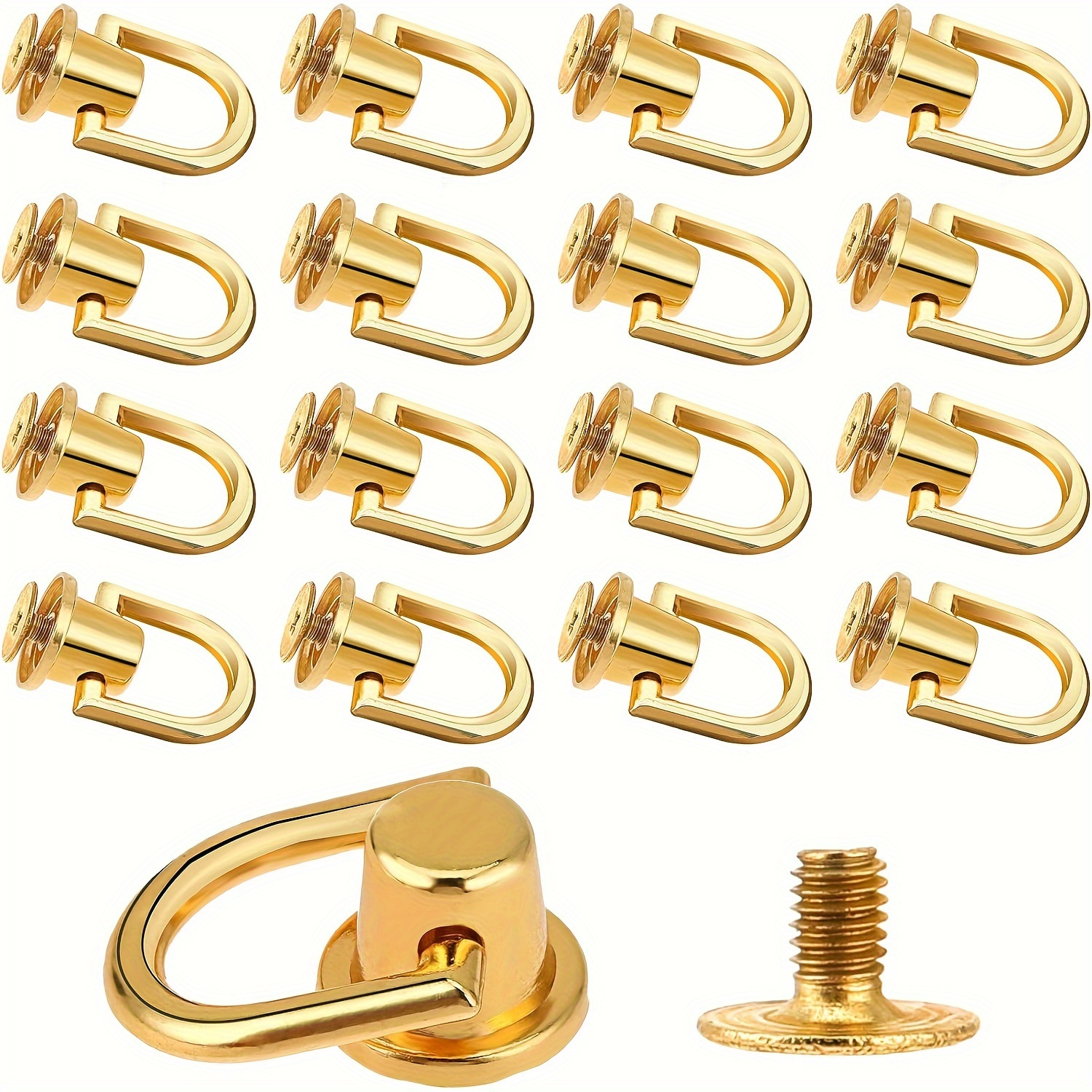 E-shop Niet-D-Ring Knopf Schraubring Metallring mit Lochung für Rucksack Geldbörse Bastelarbeiten