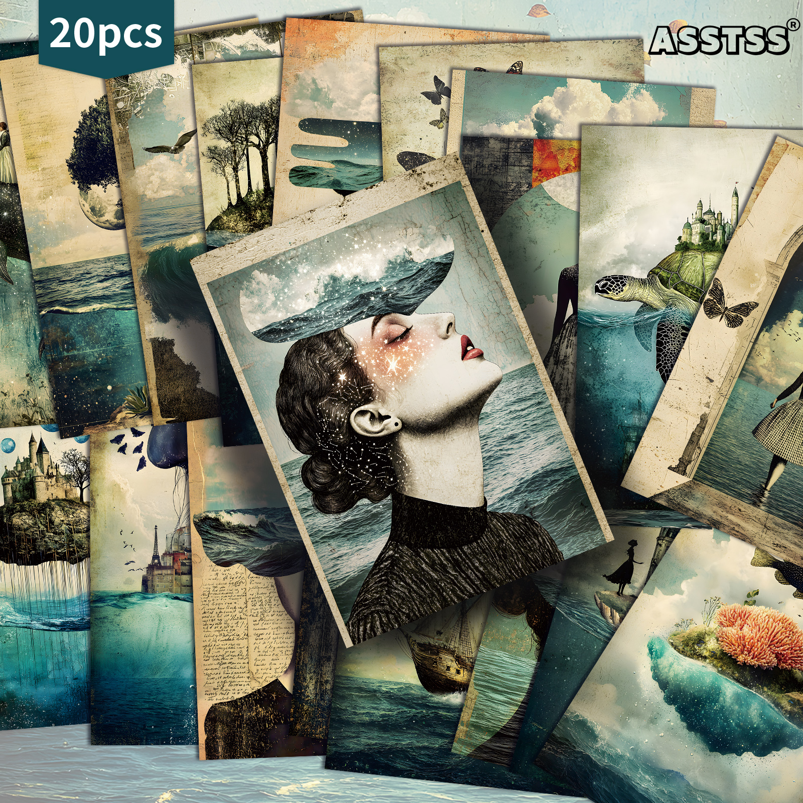 Image of 20-pack Asstss Retro Figure Collage Gift Cards | 4x6 Inches Classic Pinup Illustrations Collectible Decorative Painting Cards For Scrapbooking & Crafting, Mixed Color Paper