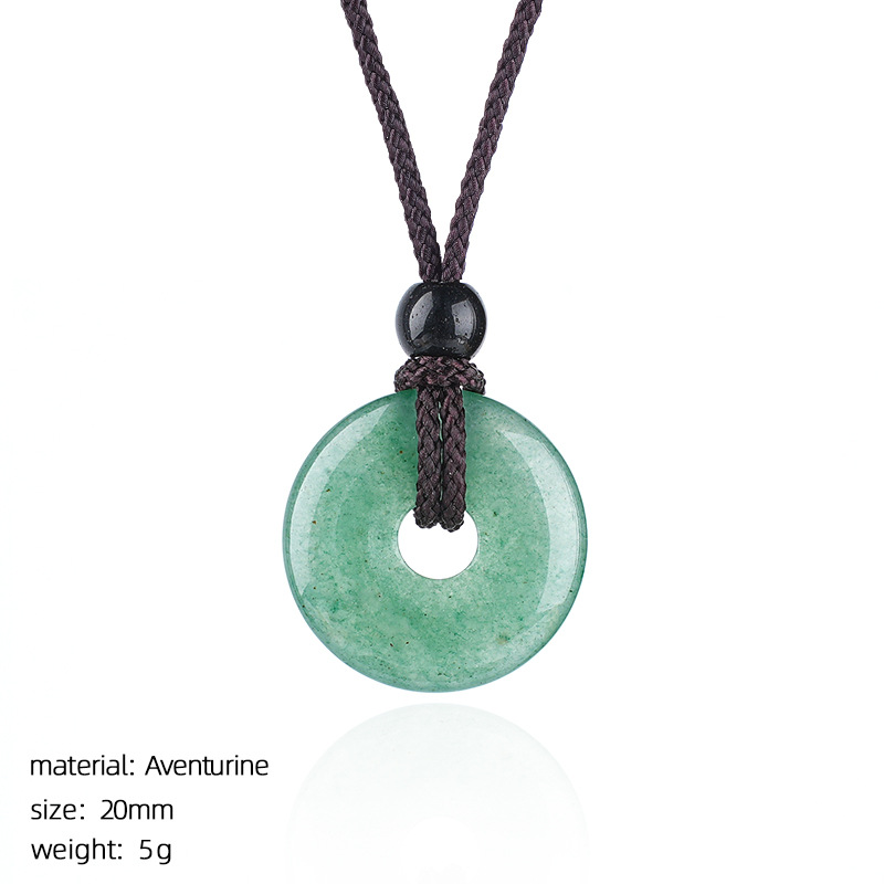 Natural Stone Carved Chinese Safety Knot Pendant Necklace
