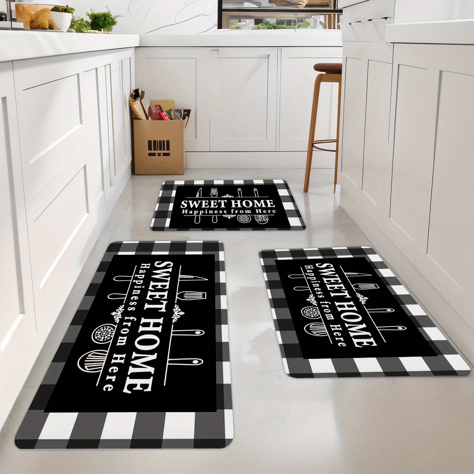 TEMU 3pcs Set Of Kitchen Floor Mat, Sweet Home Theme, Letter Design, Suitable For Kitchen And Bathroom, Gift For Friend, Birthday Gift, Holiday Gift,