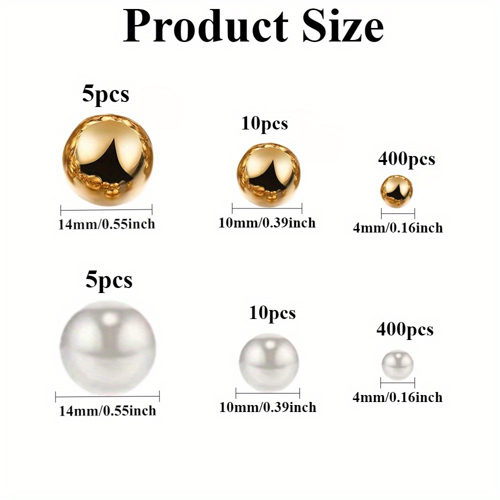E-shop 830 Stück Goldene & Weiße Glänzende Kunststoffperlen - Nicht Poröser Glanz, Ideal für Vasenfüller, Hochzeitsdekoration, Bastelarbeiten - Packung