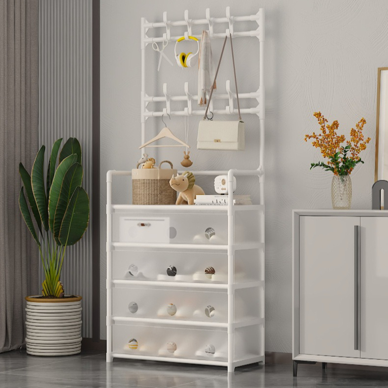 Simple Dustproof Shoe and Hat Rack, Multi-Layer Entryway Shoe Shelf for Home, Dorm, and Rental Apartments, All-in-One Shoe Storage Cabinet CS