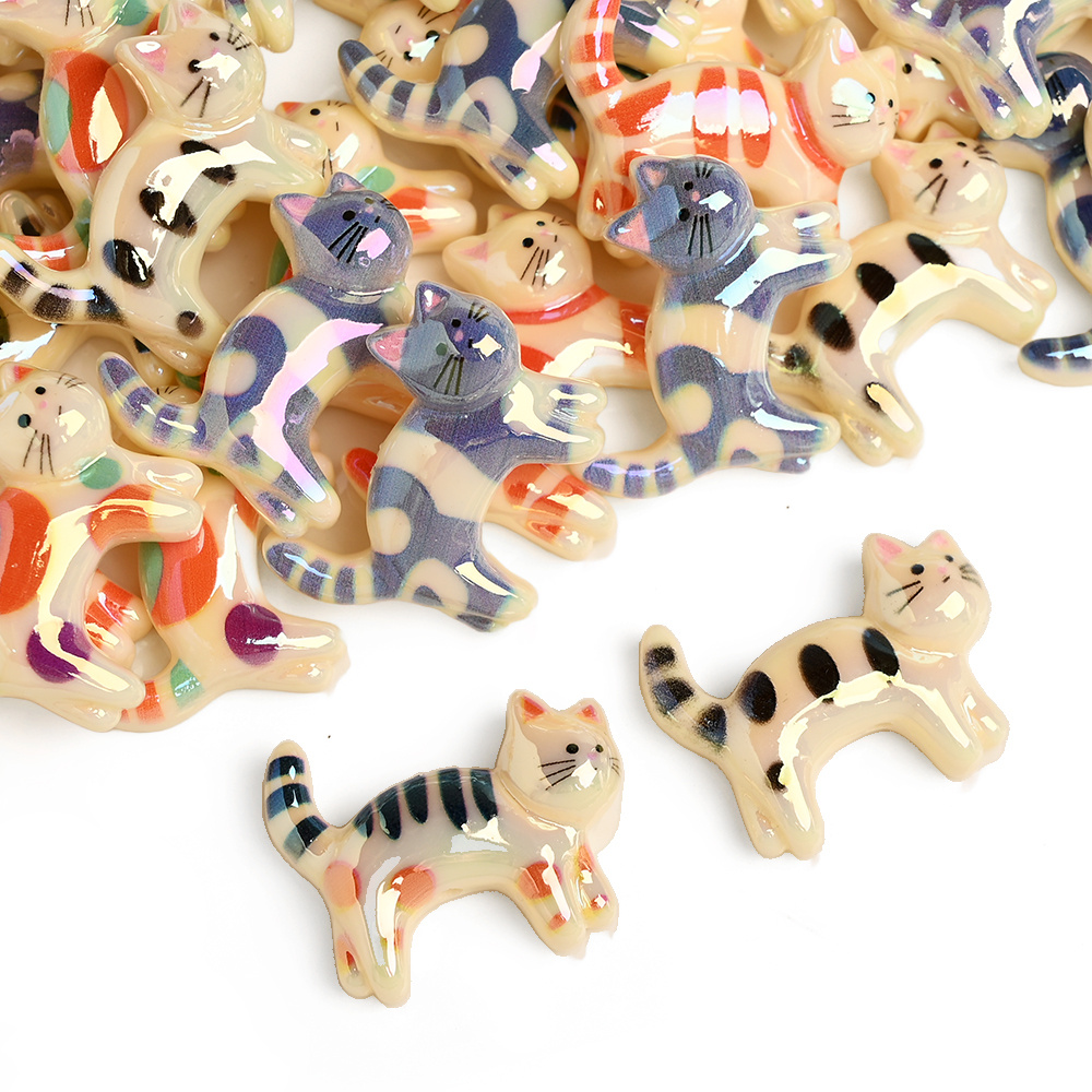 E-shop 10 Stück flache Katzen-Perlen im japanischen Stil, kreative, glänzende, farbige Fokus-Perlen, handgefertigte Zierperlen zur Herstellung von