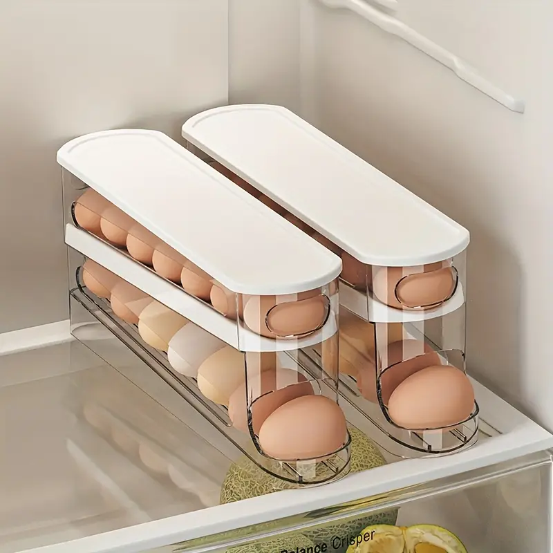 space saving automatic storage rack for refrigerator large capacity 1 2 3 layers durable pp material with multiple compartments for ideal for home and commercial use refrigerator organizer modern kitchen accessory durable plastic rack egg holder for refrigerator Product details 3