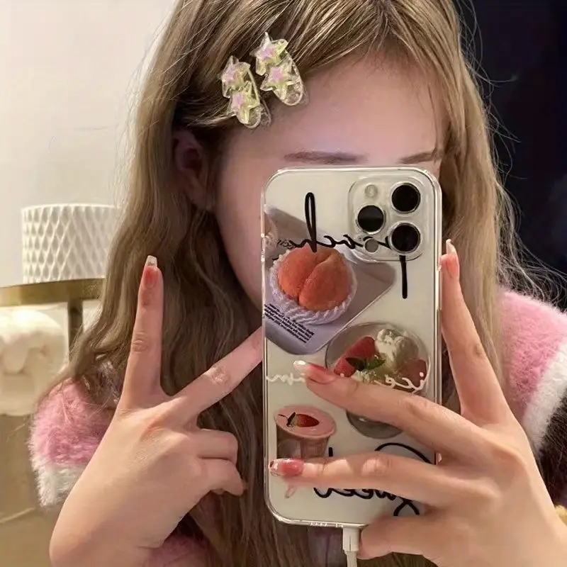 y2k sweet hairpin transparent duckbill clip with sparkling accents secure hold for bangs updos cute hair accessories for women cute hair clips bangs enhancement design embellishments Product details 1