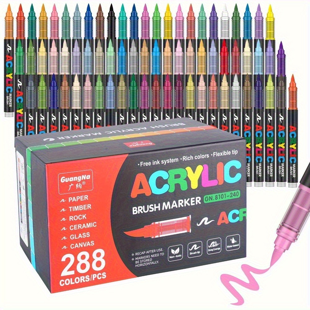 288 Direct-liquid Calligraphy Brush Markers For Art On Rocks, Stones, Ceramics, And Glass