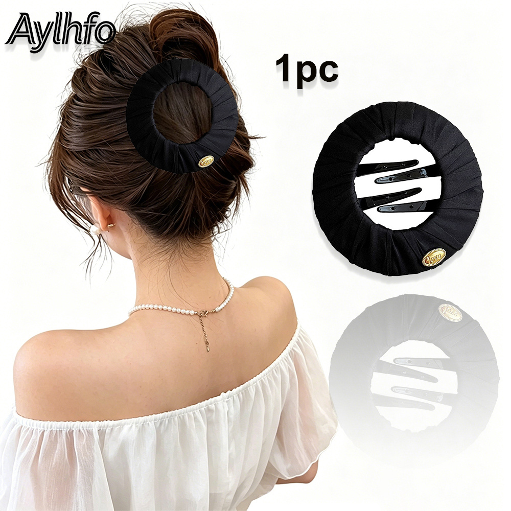 TEMU Aylhfo 1pc New Seamless Round Flat Hair Clip, Women's Fashion Yoga Seamless Round Fabric Wrapped Plastic Hair Claw Clip, Suitable For Daily