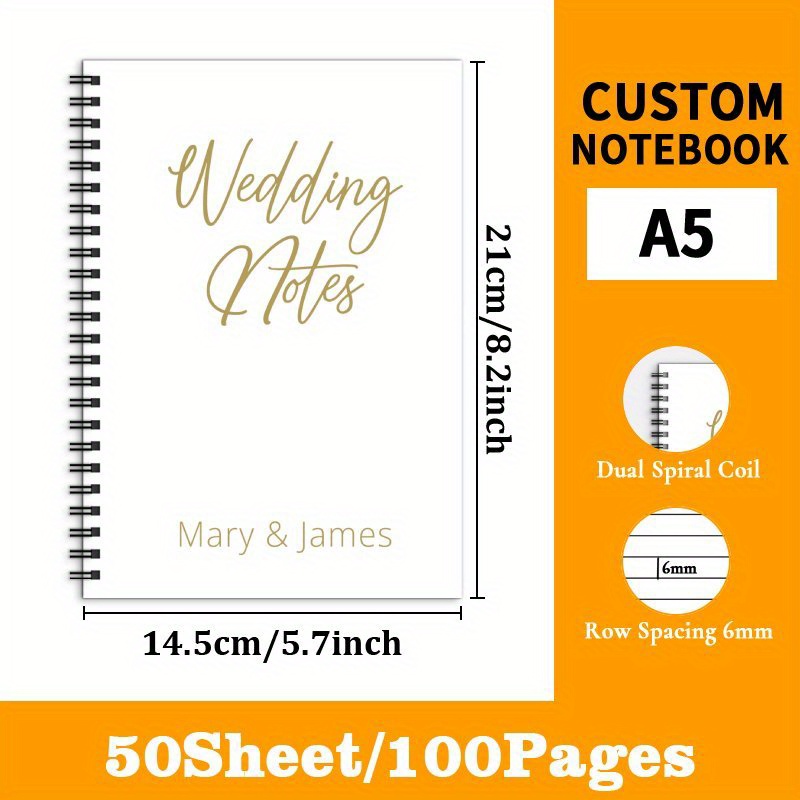 TEMU Personalized A5 Spiral Notebook - Customized Name For Wedding Planning Notes, A Humorous Engagement Gift For Bachelorette Parties, Daily Journal