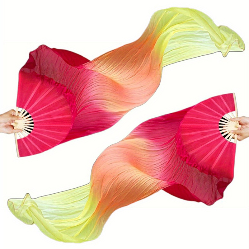 TEMU 2pcs Folding Dance Fans | Party Carnival Supporting Performance Hand Fans Summer Women's Folding Fans - From