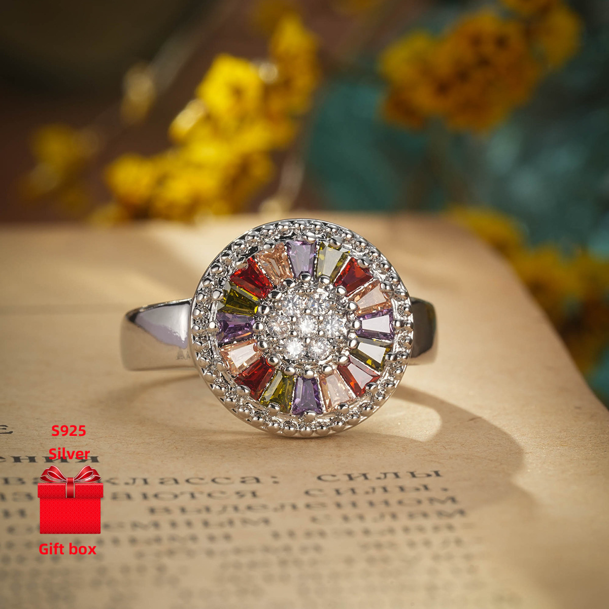 TEMU 925 Sterling Silver Ring - Fashionable And Elegant, Suitable For Christmas, Birthdays, And Holiday Gifts, Multifunctional Design, Retro Charm,