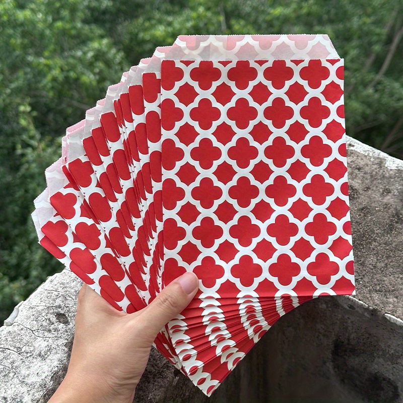 TEMU 25pcs Red Paper Christmas Gift Bags With Honeycomb Pattern, 13 X 18cm Favor Bags For Birthday Parties, Weddings, Baby Showers, , Gift Wrapping,