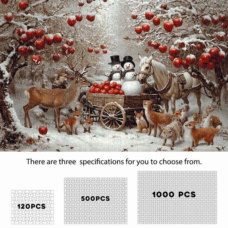 

Winter Snowman And Animal Paradise - 120/500/1000pcs, Scenery, Challenging Puzzle, Ideal Christmas Gift, Home Decor, Manufactured Wood, No Electricity Needed