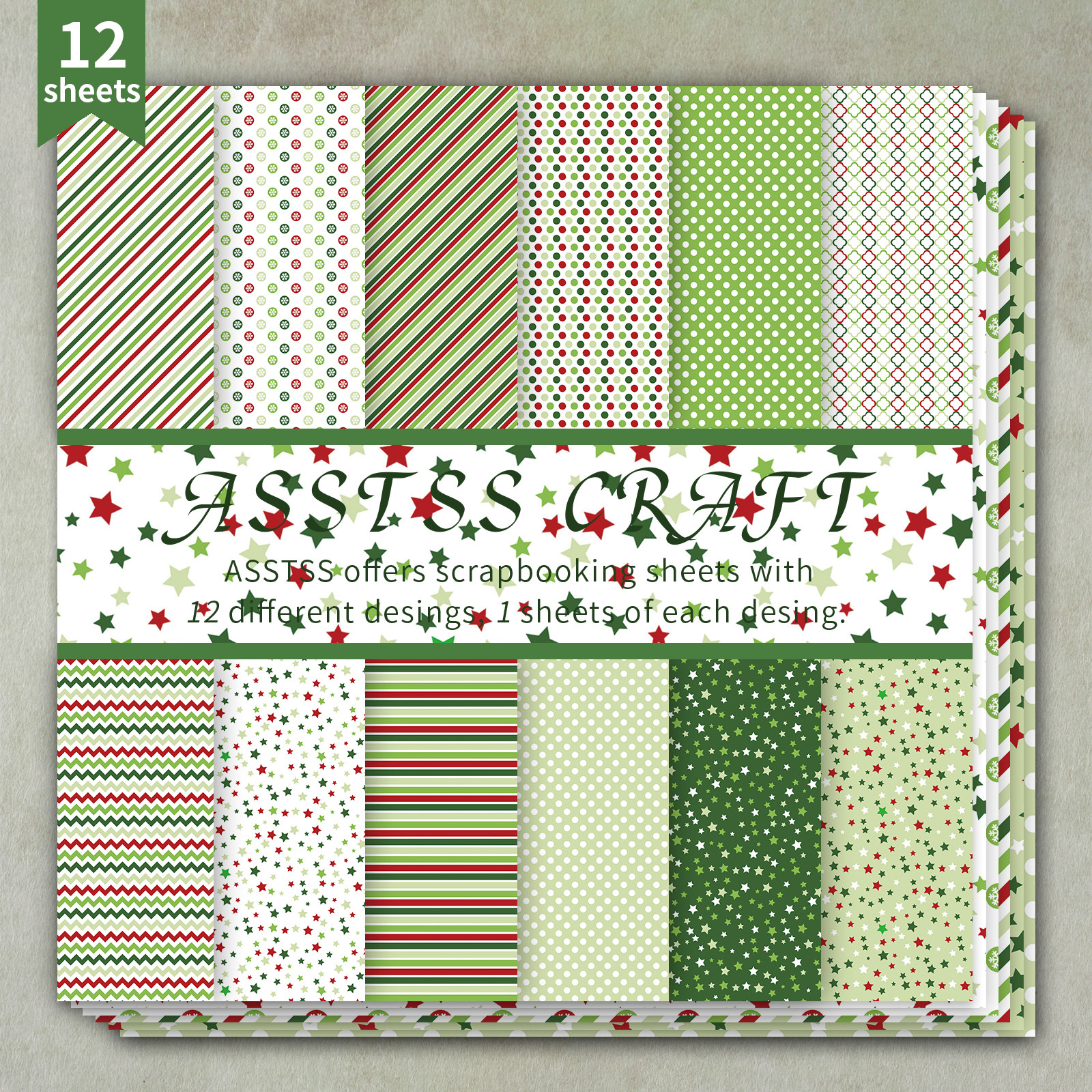 TEMU Bloc de papier de scrapbooking ASSTSS 12 feuilles, papier de support à motif de Noël, papier cartonné épais pour journal, art de collage, cartes