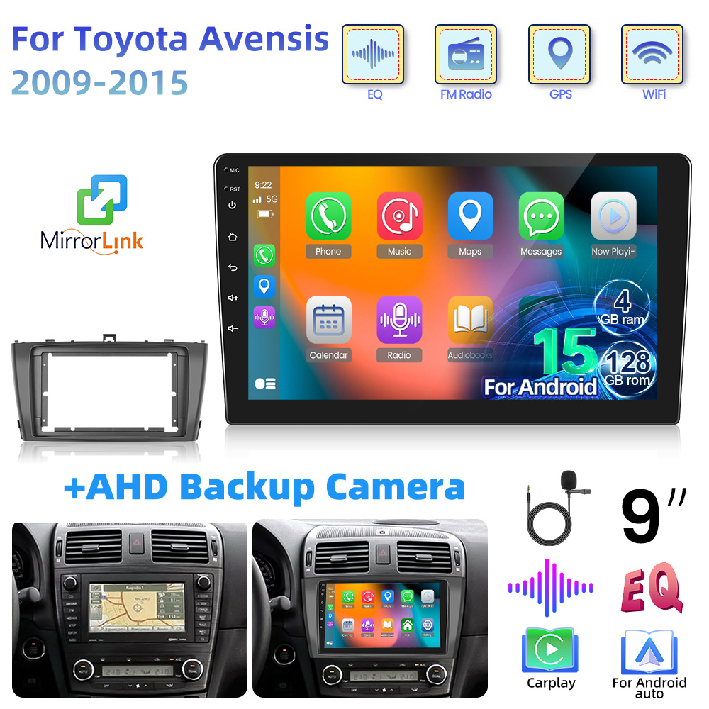 Image of For 2009-2015 15 Car Stereo Compatible Upgrade With & Auto, 9” 2 Din Touchscreen Gps Navigation, Wireless, Wifi, Usb, Voice Control, Fm/rds Radio, Rear Camera Compatible (no Texting Driving)