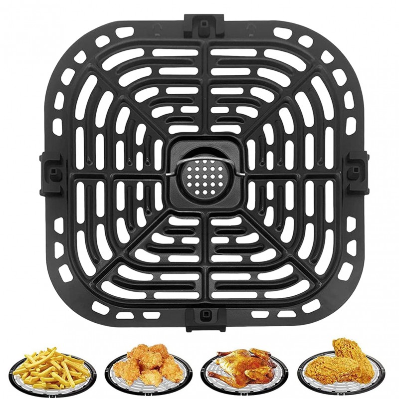 6qt square air fryer grill pan   nonstick air fryer grill plate insert rack crisper tray plate grate   dishwasher safe