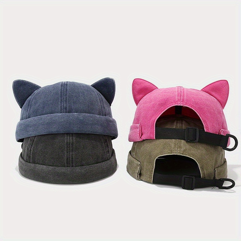 Women's Cute Cat Ear Docker Hat, Lightweight and Adjustable