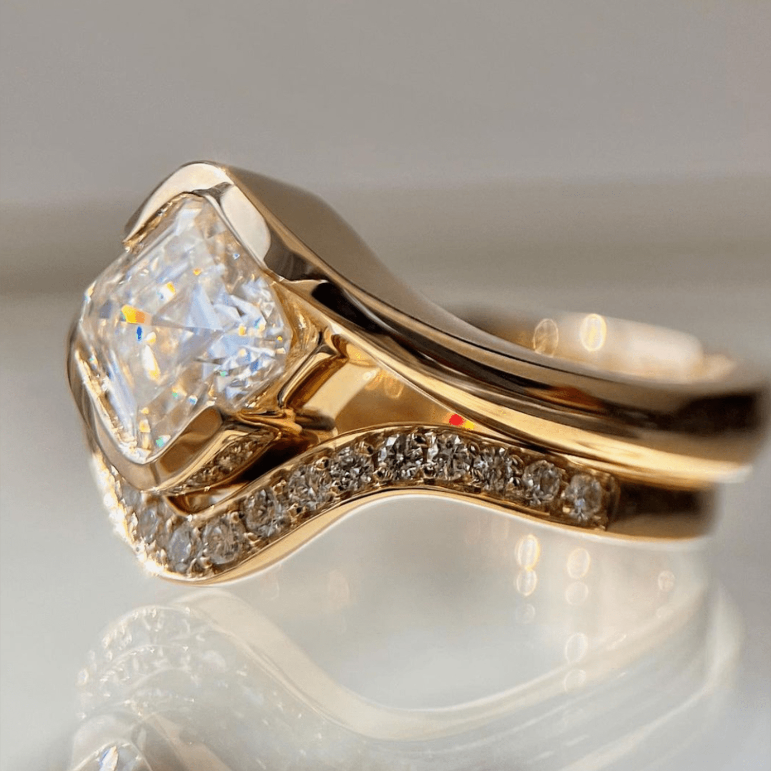 S925 Sterling Silver Moissanite Bird's Nest Ring — Layered Design