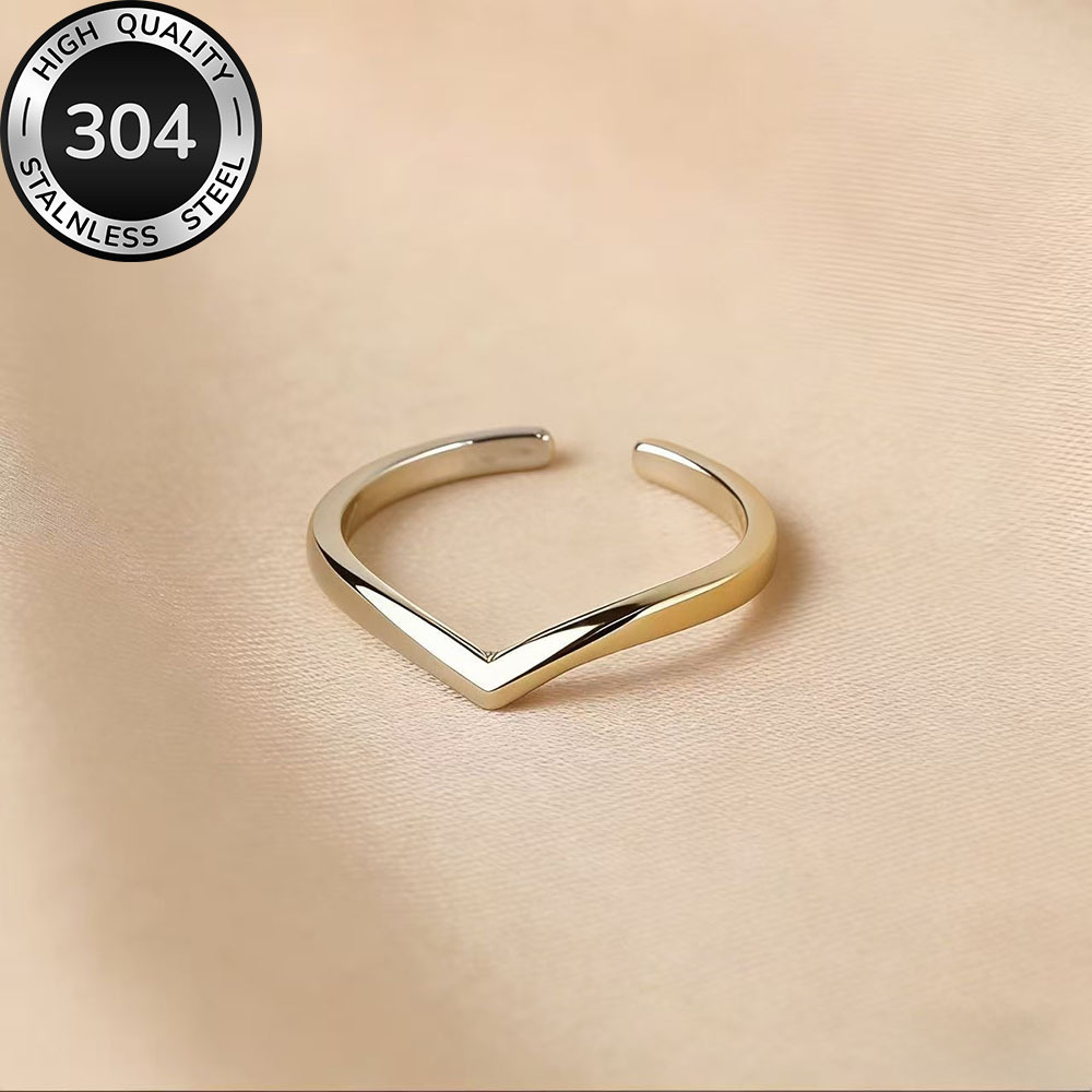 TEMU High-quality Stainless Steel Hypoallergenic Golden , Anti-fading, Easy And Elegant, Suitable For Everyday Wear Or Party Fashion Women's Ring,