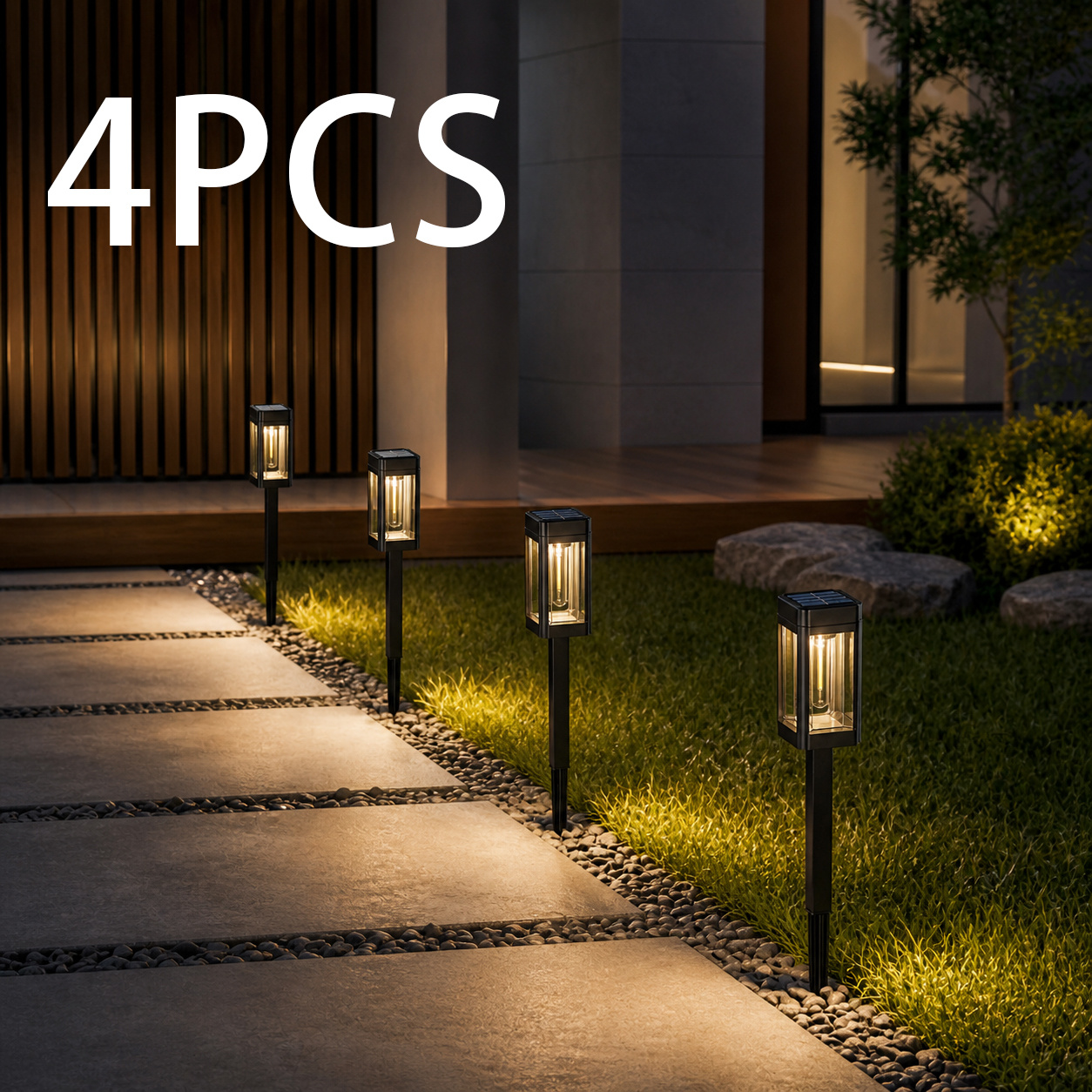 TEMU Luces solares para , paquete de 4 luces solares para exteriores con encendido/apagado automático para , patio, , paisaje, césped, , entrada de