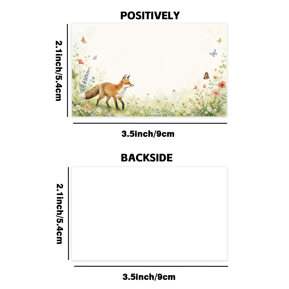TEMU 50 Stück, Aquarell Wald Rotfuchs Wildblume Blanko-Karten, Feiertagsgruß-Geschenkkarten, Dankeskarten, Blanko-Grußkarten, Kartenherstellung,