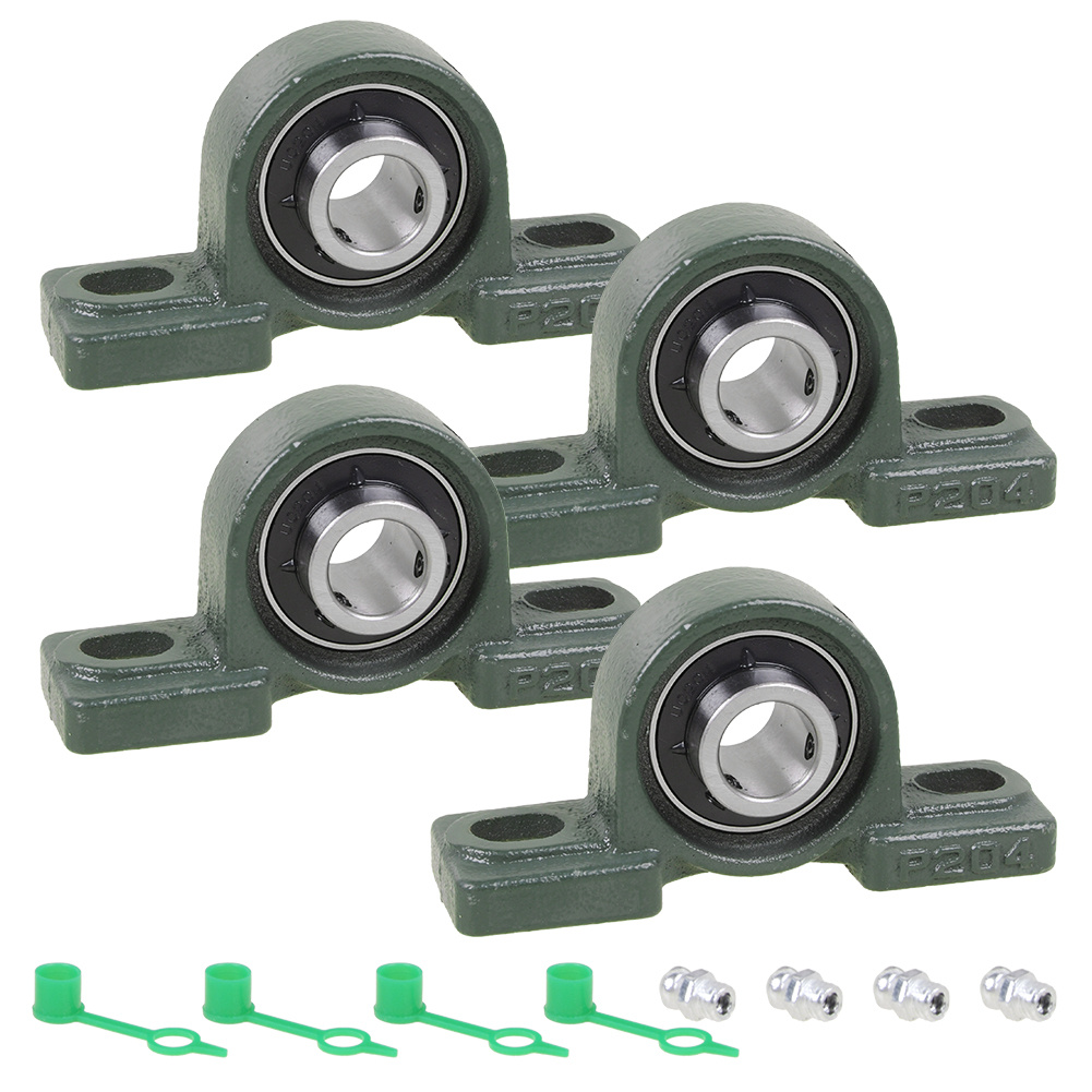 Image of 4pcs Set Block Ucp 204 Pedestal Bearing 20mm Shaft Housing Bearing