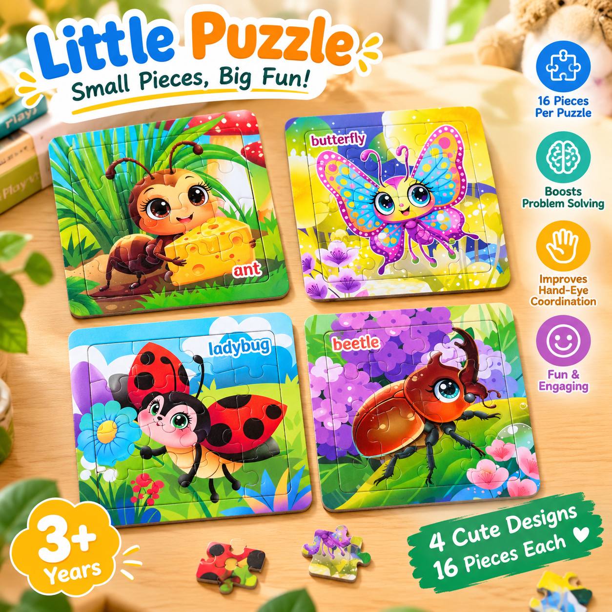 Animal Puzzle Set, Colorful Cartoon Pattern Puzzles