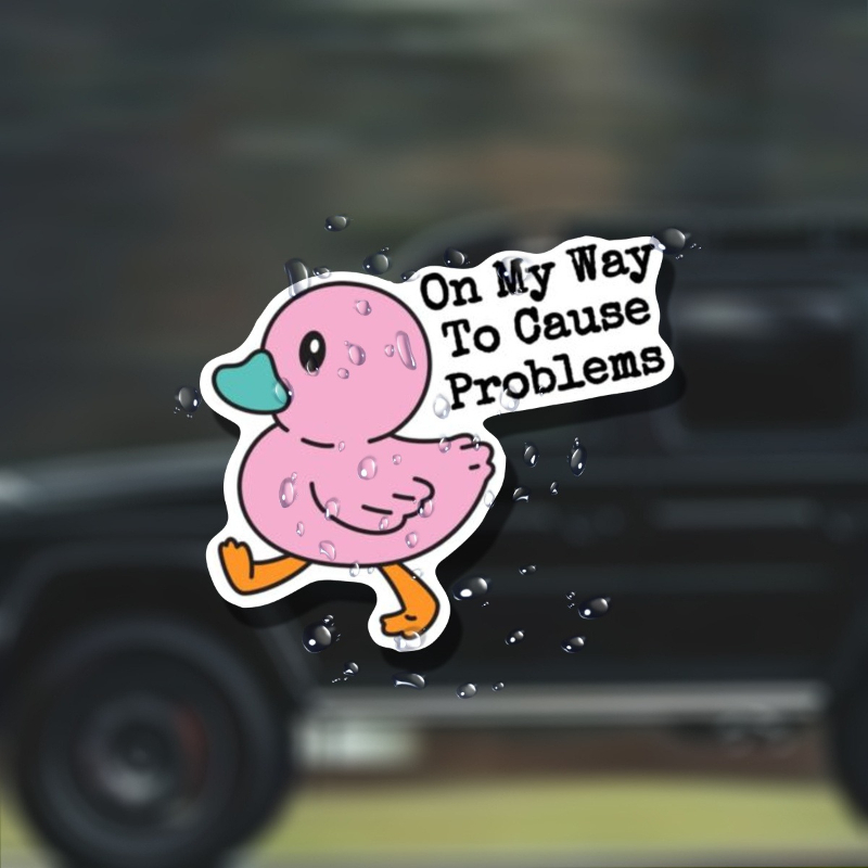 TEMU I'about To Get Into Trouble Cute Pink Duck Sticker, And Humorous Decal, Suitable Car, Bottles, Laptops, And Travel Mugs