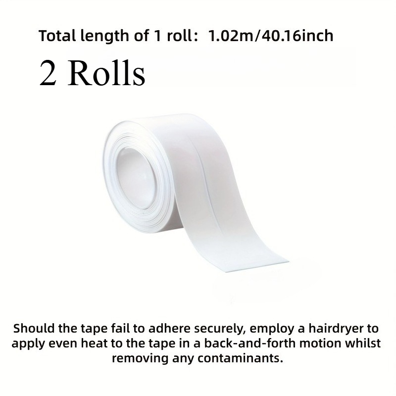 Image of 2 Rolls Super Strong Waterproof Self-adhesive Sealant Tape | Ideal For Bathroom, Kitchen, Toilet, Sink, Shower, Bathtub - Easy Application, Flexible Material, And Home Renovation