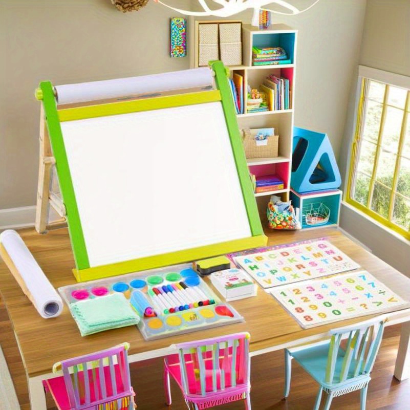 double sided magnetic whiteboard and chalkboard art easel for 3 in 1 multifunctional learning station