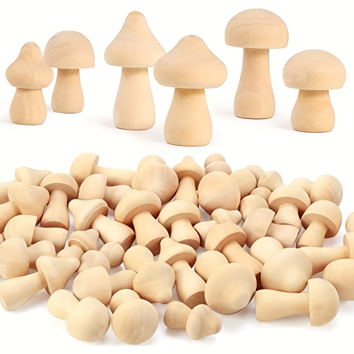 TEMU 6 piezas de estilo aleatorio. Hongos de madera natural - Perfectos para proyectos y manualidades, adornos de San Valentín y más