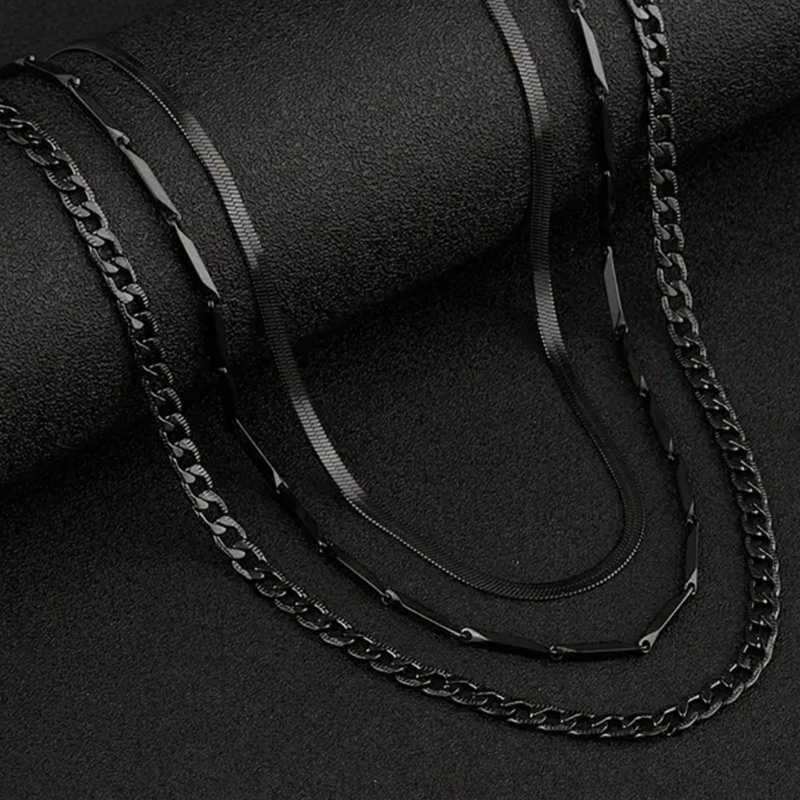 TEMU 3pcs Stainless Steel Chain Necklace Set For Men - Includes Clavicle Chain, Twisted Rope Necklace Precious Jewelry Holiday Giftswomen&;s Jewelry Daily Casual Accessories, For Women