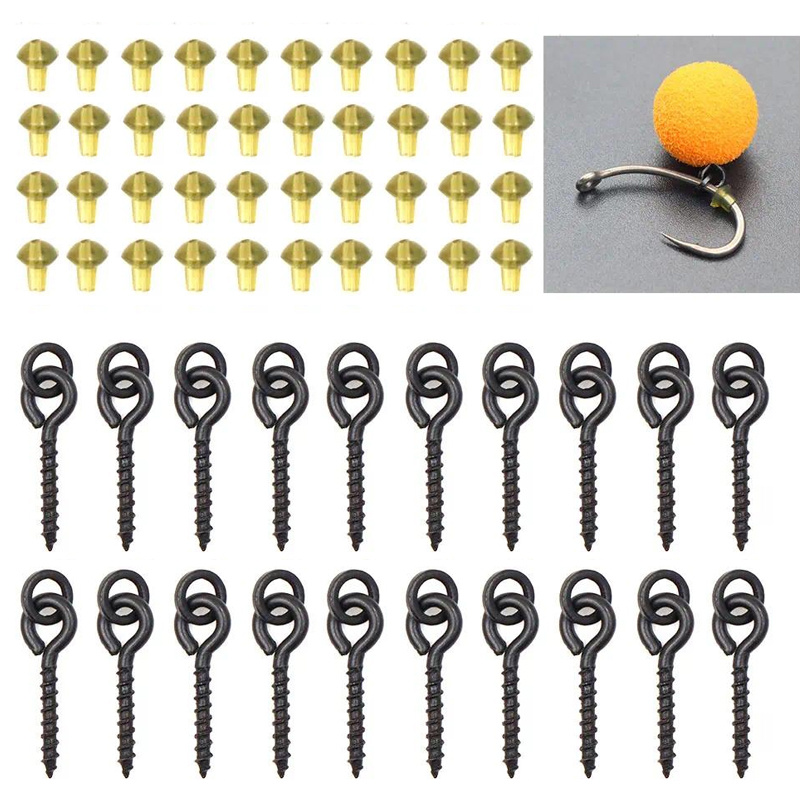 TEMU Arrêts de Hameçon à Vis pour Appâts de Pêche : 60pcs/Boîte Kit d'Accessoires de Pêche à la pour la Fabrication de Boilies Pop Up