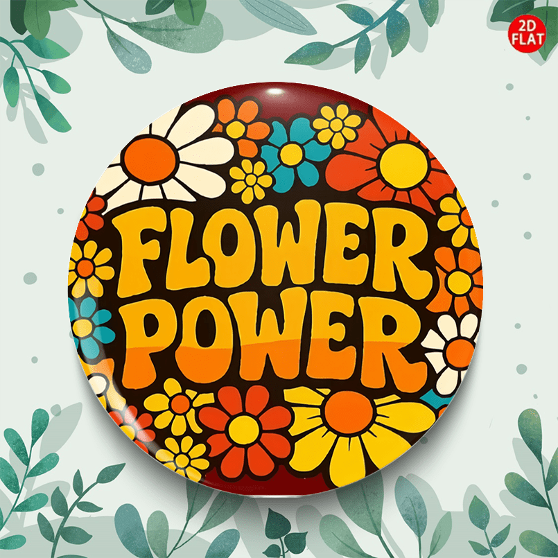 TEMU The 2d Flat Flower Power Classic Fashion Brooch/pin/badge Is With Jeans, Clothes, Backpacks, And Hats. A Small Accessory Suitable For Collecting