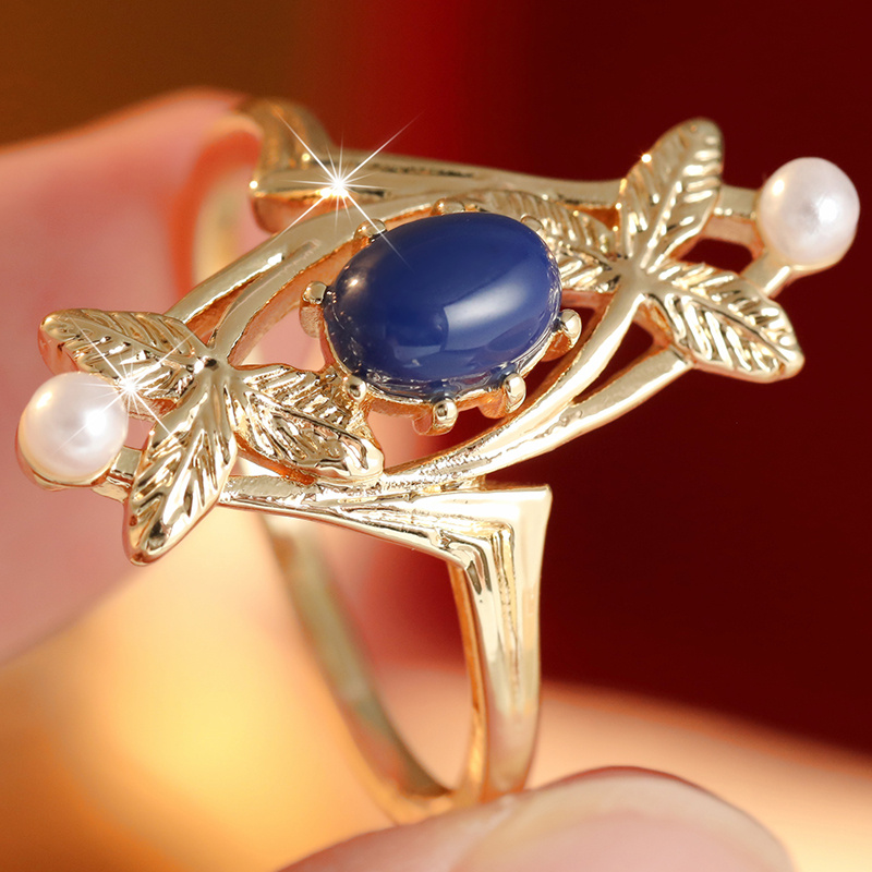 Women's Vintage Plated Leaf Hollow-Out Ring, Elegant Gift