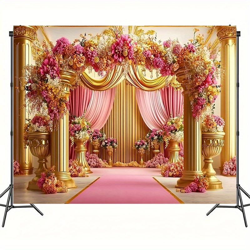 

Elegant & Floral Wedding Arch Backdrop - Large Polyester Photography Background For Indoor/outdoor Use, Parties, Home Decor & Studio Props