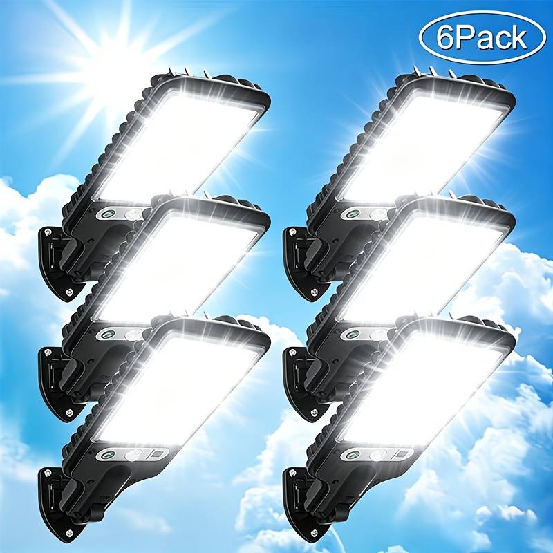 TEMU Solar Street Lamps, 6-pack Equipped With Human , 88pcs Cob Reflective Led Safety Wall Lamps, 3 , Suitable For Garden, Courtyard, Porch