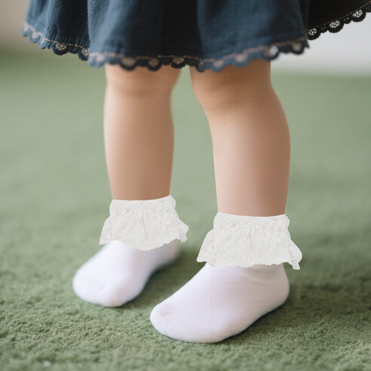 Calzine Antiscivolo Neonata/Bambina - Cotone Morbido Con Volant, Calzini Con Grip Per Primi Passi, Regalo Ideale