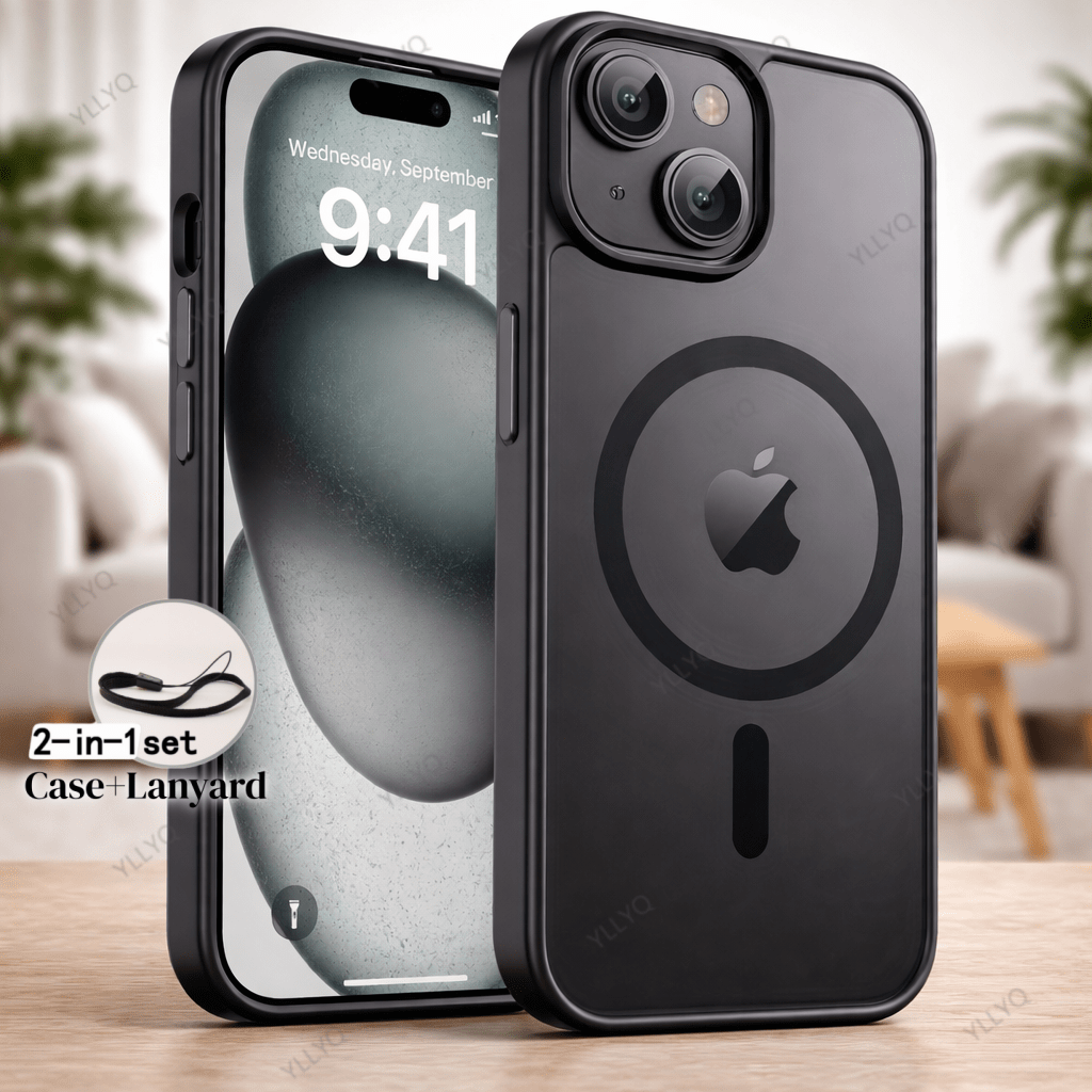TEMU para teléfono: 2 piezas (1 + 1 cordón) de lujo, transparente, magnética, resistente a los arañazos, compatible con iPhone 17 16 15 14 13 12 11