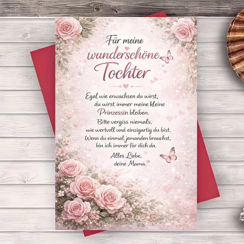 E-shop Eine wunderschöne Karte mit Blumendesign für Ihre Tochter, mit einer herzlichen Botschaft, ideal für Geburtstage, Jahrestage oder jede geliebte