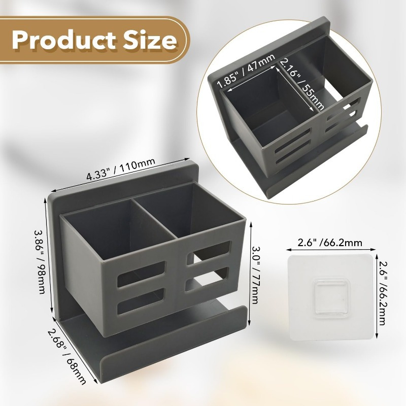 Gray Wall-Mounted Storage Rack for Bathroom Sink, Multifunctional Organizer for Combs, Toothbrushes, And Razors