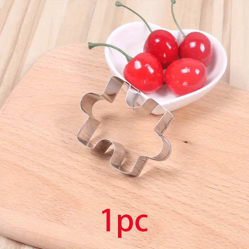 1pc Stainless Steel Jigsaw Puzzle Piece Cookie Cutter - 6.1x4.32cm - Ideal For Birthday-themed Pastries & Fondant Decorations, Durable Baking Tool, Cookie Cutters For Baking