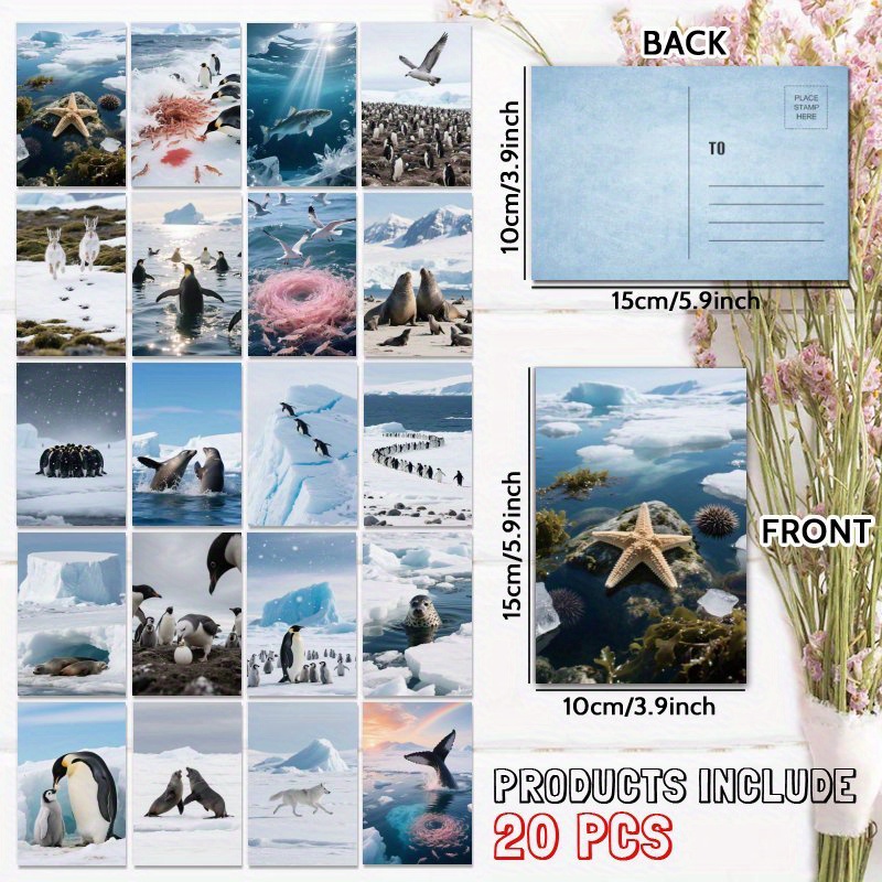 TEMU 20 Stück Niedliche Wildtiere in der Postkarten, Einzigartiges Geschenk für Familie & Freunde – Für und Dankeschön