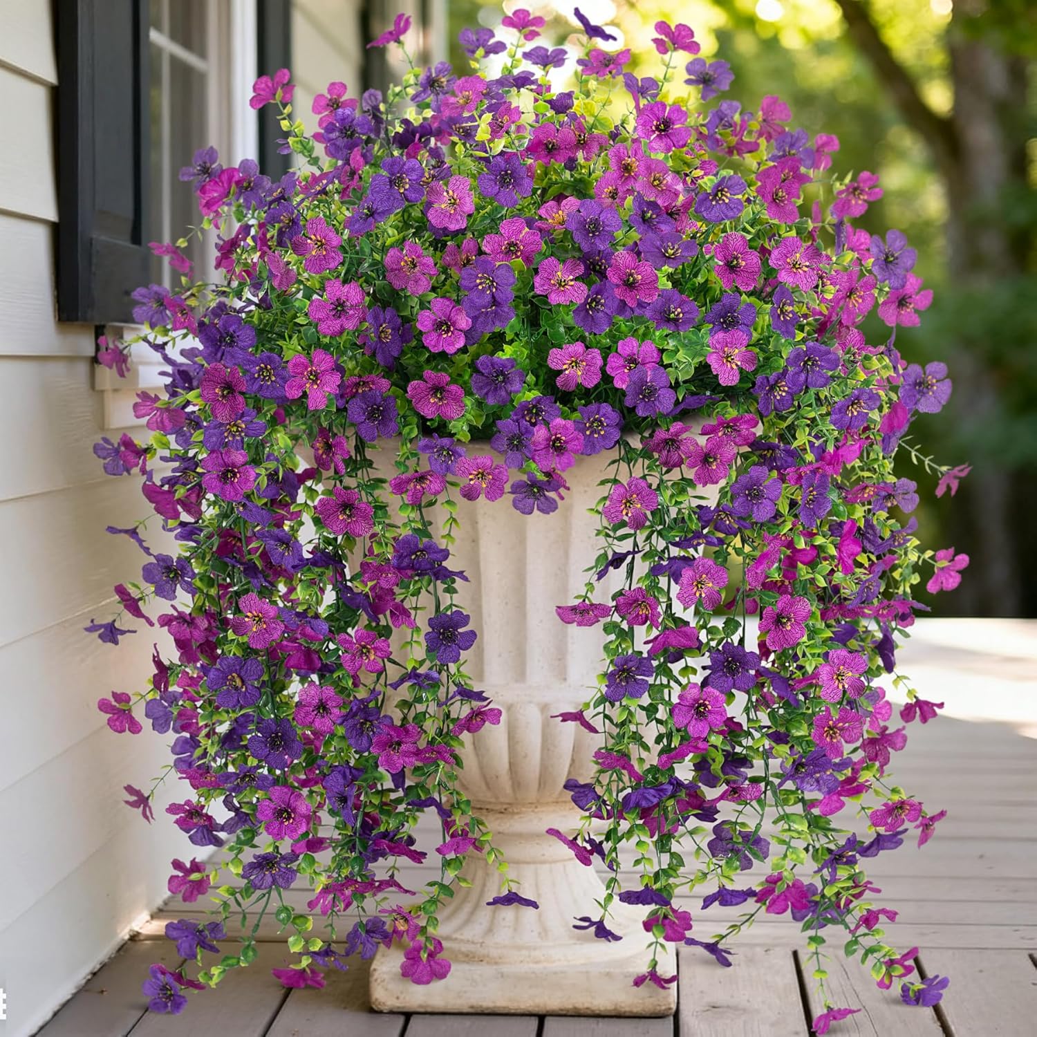 TEMU 138flowers Artificial Hanging Flowers For Outdoor Decoration, Uv Resistant Fake Flowers For Outdoor Decor, Non-fading Daisy Plants For Spring,